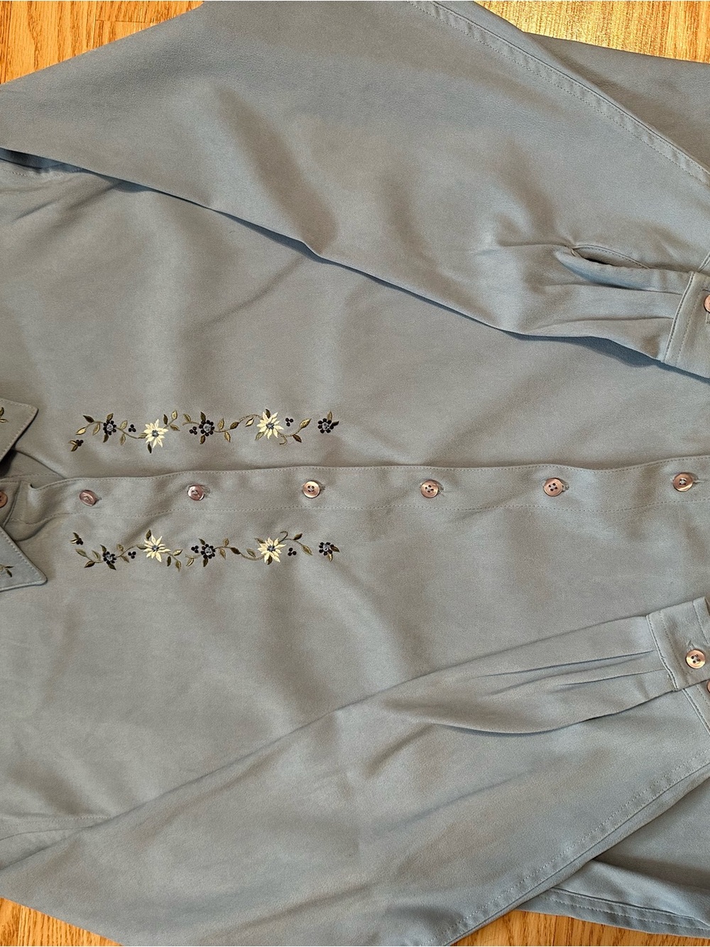 Northern Reflections Dusty Blue Embroidered Button-Up Jacket